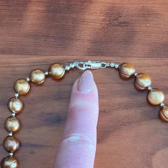 Lee Sands Freshwater Baroque Rust Pearls And Sterling Silver Necklaces 17"